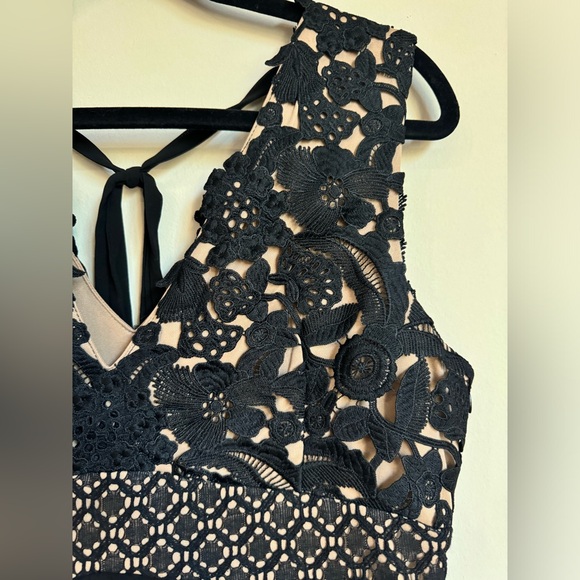 NWOT black and tan lace pleated heartloom dress - Picture 4 of 11